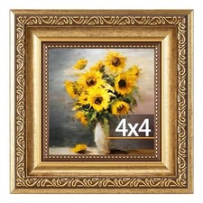 4x4 Vintage Picture Frame - Elegant Retro 4x4 Photo - 4x4 Inch - 1 Pack Gold picture