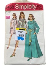 Vintage 60s Simplicity 8458 Sewing Pattern Size 12-14 Medium Robe Retro UNCUT picture
