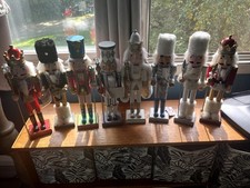 Set of 8 Christmas Decorative Nutcracker Soldier Figurines, Glittery Beautiful picture