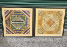 Pair of Framed 1800's Vintage Antique Silk Cigar Bands Folk Art LOCAL PICKUP picture