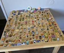 vtg Larger Mixed Lot  Pins & Pinback Buttons - Sports Music Disney 282 pieces  picture