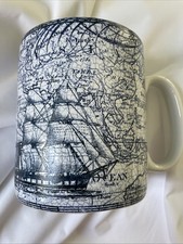 222 Fifth Due North Blue Jumbo 24 Oz Mug World Map Nautical Ship   picture