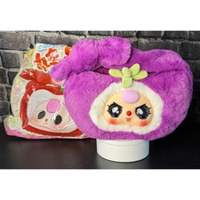 Confirmed: Baby Three Baby Fruit Handbag: Purple Plush Zipper Handbag. picture