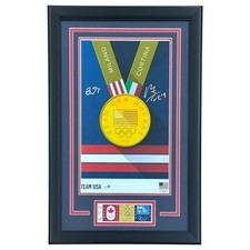 Matthew Tkachuk & Brady Tkachuk Autographed Deluxe Framed Olympics Gold Medal Mi picture