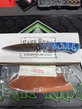 Bark River Mini Aurora Knife CPM-3V - VERY RARE BLUE MAMMOTH Handle  Black Liner picture