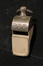 ANTIQUE P.R.R. RAILROAD WATCHMAN'S WHISTLE  - EMBOSSED - WORKS  - RARE picture