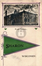 c1910 Sharon WI Wisconsin High School RPPC Photo Postcard COPY picture