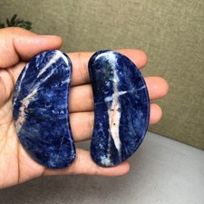 2pcs Natural Blue sodalite Moon shape Crystal Massage board specimens 72g A6094 picture