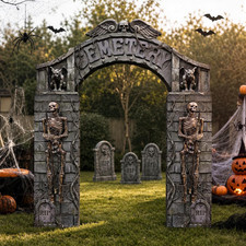 7 Pcs Halloween Cemetery Archway Tombstones Skeleton Set – Spooky Party Decor picture