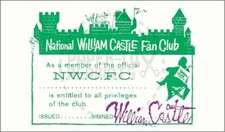 NATIONAL WILLIAM CASTLE FAN CLUB MEMBERSHIP CARD - VINTAGE REPRINT picture