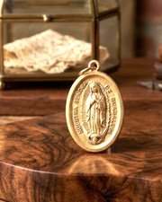 Vintage Nuestra Señora de Guadalupe & St. Josemaría Escrivá Medal Pendant Italy picture