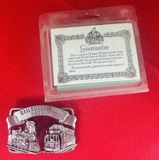 NOS VTG Original Railroads Built America 1984 Collectible Pewter Belt Buckle picture