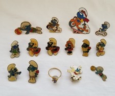 Vintage 1980s Peyo Smurfs Enamel Pin Lot - 15pc Collection: Lapel Pins, Brooches picture