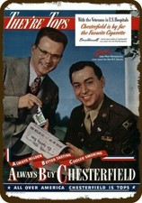 1947 Ernie Harwell & Chesterfield Cigarettes DECORATIVE REPLICA METAL SIGN picture