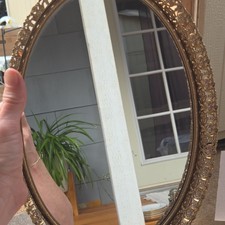 Vintage Oval Vanity Tray Brass Mirrored picture