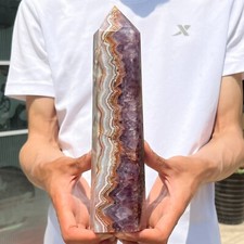 1080g Natural Rare Amethyst Lace Agate Tower Quartz Crystal Reiki Healing picture