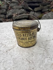 VINTAGE OLD RELIABLE PEANUT BUTTER Co. 1 LB ADVERTISING TIN BUCKET Suffolk, Va picture