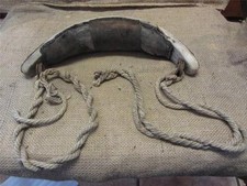 1880's Vintage Hand Carved Wood & Leather Ox Yoke RARE Antique Harness Old 8668 picture