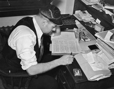 Columbia University student studying in his room in New York in 1938 Old Photo picture