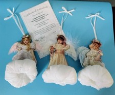 The Bradford Editions, HEAVEN SENT ORNAMENTS,  3 ANGELS IN CLOUDS BY S. Kuck picture