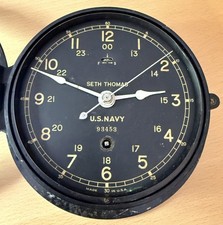Vintage WWII Seth Thomas US Navy Ship Deck Clock Bakelite Mechanical Key picture