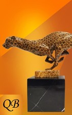 ART DECO BRONZE CHEETAH CAT FIGURINE SCULPTURE STATUE COUGAR FASTEST LAND ANIMAL picture