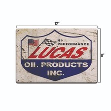 Lucas Oil Sign 8x12 Metal Gas Station Garage Auto Shop Bar Man Cave Wall Décor picture