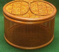 Vintage Japenese Suruga Bamboo Sensuji Lidded Basket Box Cricket Cage 6
