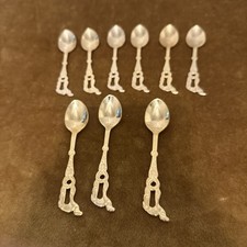 9 Vintage Japan Souvenir Spoons Gold Tone Camel Handle Figural Mid Century 1950s picture