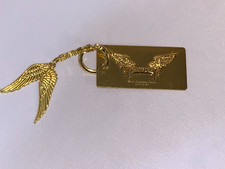 Gold Tone Metal Robin's Jeans Angel Wings Keychain & Bar Tag picture
