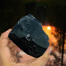 Rough Black Obsidian Raw Crystal Gemstone 550-650CT Protective Meditatio Stone picture