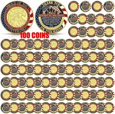 Challenge Coin Lot 100 PCS BRAND NEW USA VETERAN Bald Eagle Thank You picture
