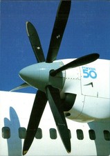 DLT Lufthansa Partner Fokker 50 Six-Blade Propeller Close-Up - Postcard - c1988 picture