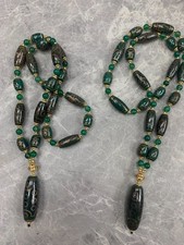 2Pcs Tibetan Buddhism Agate Dzi Beads Necklaces W/Agate Dzi 21Eyed Bead Pendant picture