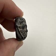 Old Antique Gandharan Art South Asia Schist Stone Carved Amulet Ring picture