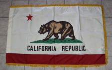 Vintage Dettra Dura-Lite Nylon California Republic State Flag Bear Fringed 3x5' picture