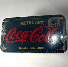 Vintage Coca-Cola Metal Art 20 Collector Cards Tin Factory Sealed Collect-A-Card picture