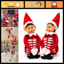 Set of 2 Playful Christmas Elf Figures - Soft Body, Vinyl Face, Naughty Holiday picture
