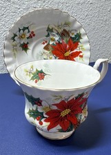Vintage Royal Albert Christmas/Holiday Bone China Poinsettia Teacup and Saucer picture