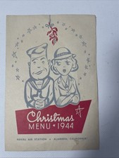 WWII 1944 US Naval Air Station Christmas menu Alameda California picture