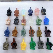 1pc Wholesale Natural Mixed Quartz Crystal Carved Middle finger skull reiki heal picture