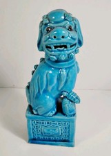 Vtg Chinese Export Turquoise Glazed Ceramic Male Foo Dog Guardian Lion 6