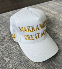 ULTRA RARE Make America Great Again MAGA 2024 White and Gold Trump Campaign Hat picture