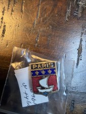 Vintage 1969 Paris France Coat of Arms Enamel Souvenir Lapel Pin Fleur de Lis picture