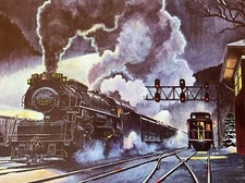 VTG Greeting Card Railroad Art Old Fashioned Kanawha Train Art Howard Fogg picture