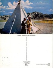 Sioux Indian Chief and Squaw Tipi Postcard Deadwood Black Hills C2333 Unposted picture