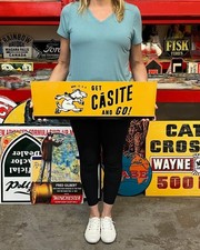 Vintage Style Metal Sign Get Casite And GO NOT Porcelain 25x8 Made USA picture