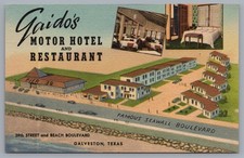 Gaido's Motor Hotel and Restaurant Galveston Texas Linen Motel Postcard picture