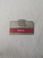 Rare 1970 Burger King Employee Name Badge Tag Metal Pinback Lapel 2.25