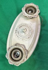 Antique Salvaged 1920’s Flush Mount Ceiling Fixture Two Light Sockets Art Deco picture